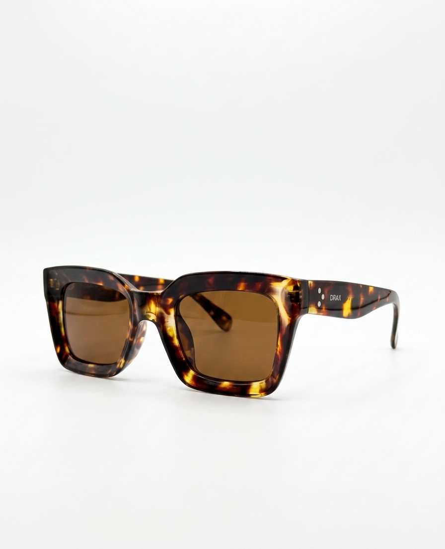 Óculos de Sol Drax Manhattan Havana | Quadrado Bold Tartaruga com Polarizado