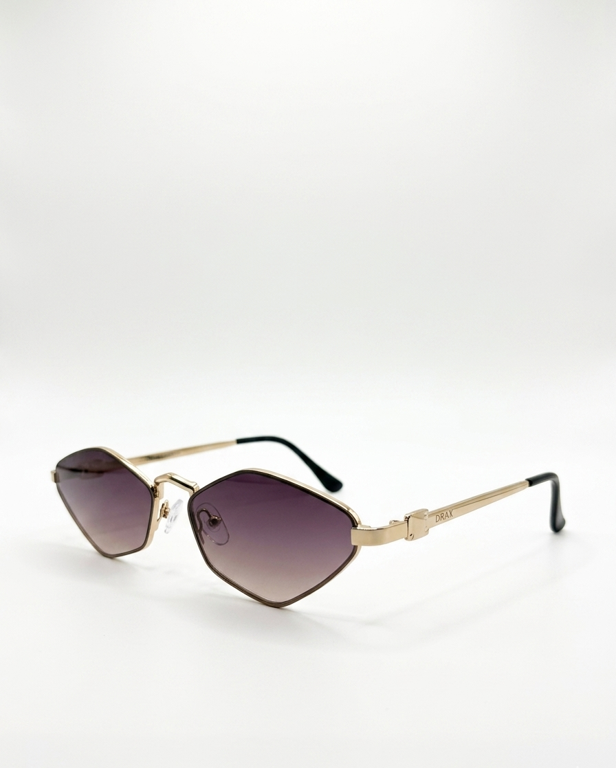 Óculos de Sol Drax Gatsby Gold | Diamante Metálico Dourado com Lente Degradê Rosé