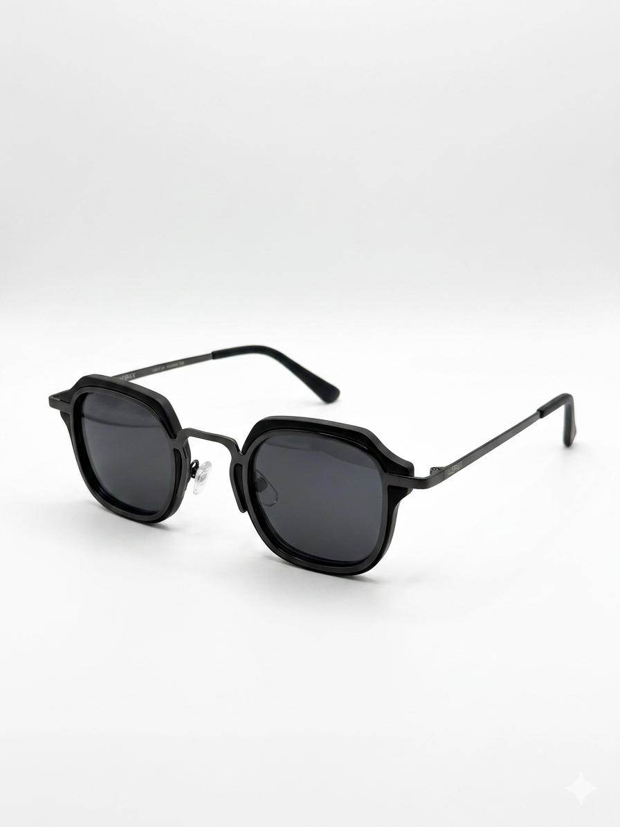 Óculos de Sol Drax Urban Black | Geométrico Preto Total com Polarizado