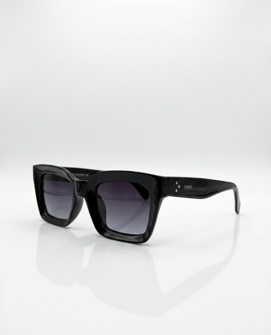 Óculos de Sol Drax Manhattan Black | Quadrado Bold Preto com Lente Degradê