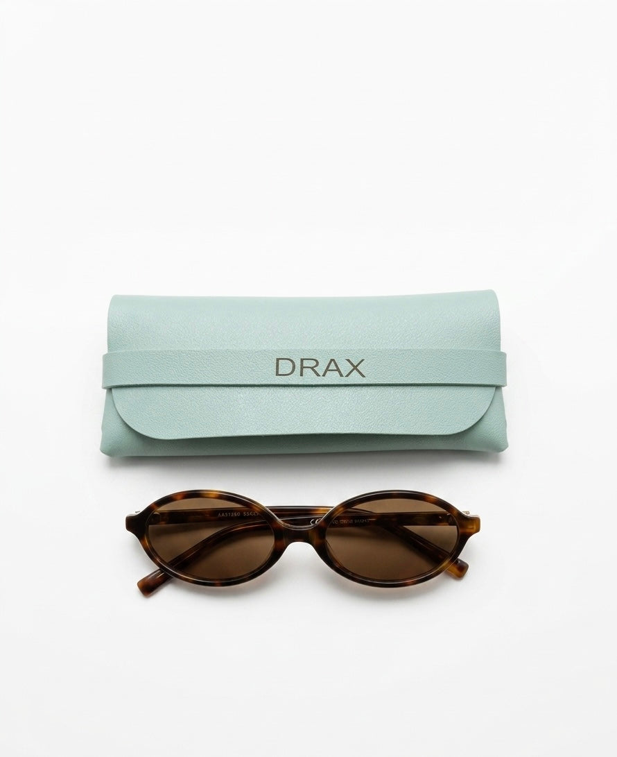Óculos de Sol Drax Havana Gold | Oval Tartaruga com Polarizado
