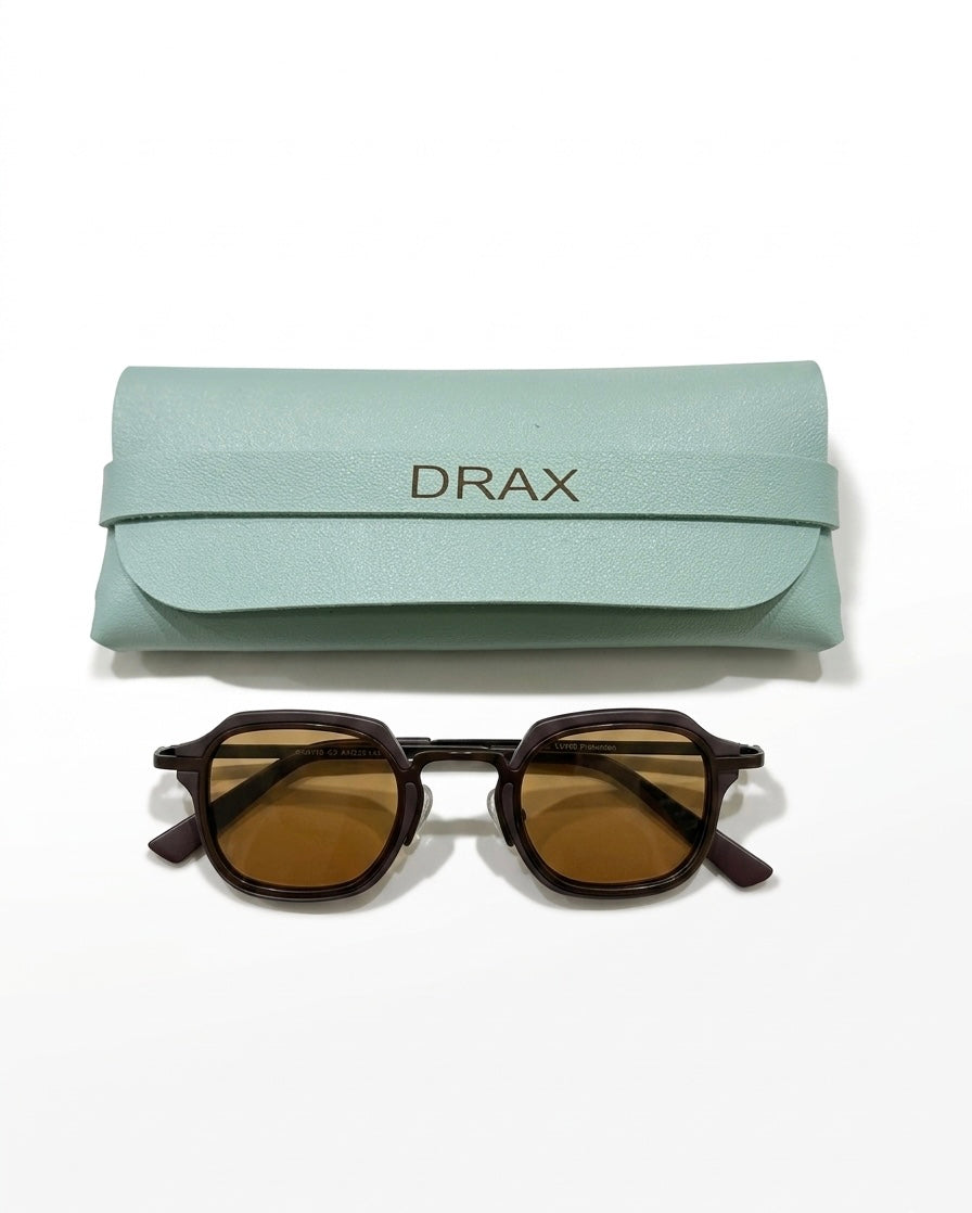 Óculos de Sol Drax Urban Bronze | Geométrico Marrom Escuro com Polarizado