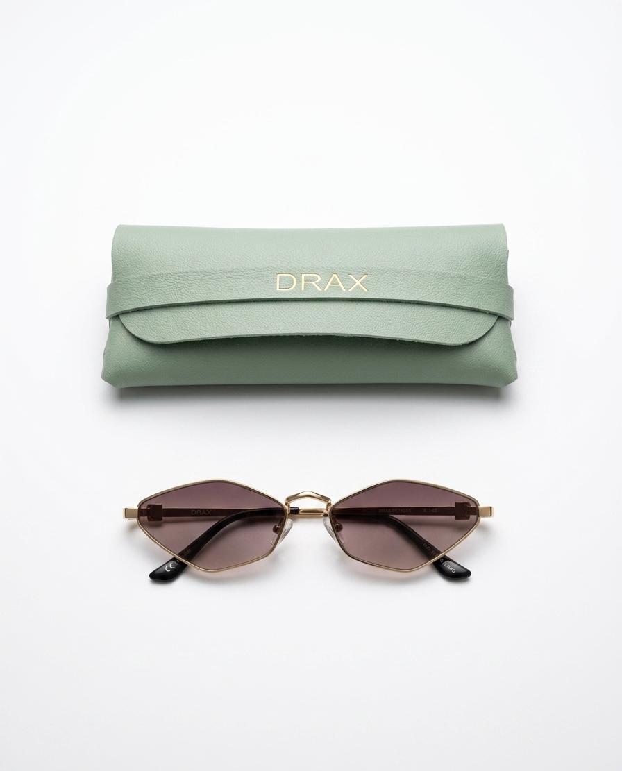 Óculos de Sol Drax Gatsby Gold | Diamante Metálico Dourado com Lente Degradê Rosé